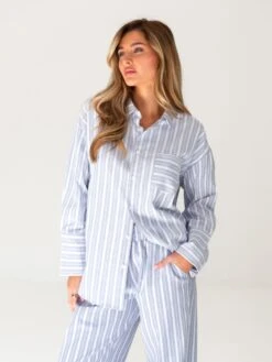 Elena Stripe Shirt - Blue -Blakely Clothing Store 2962BLUE 03D
