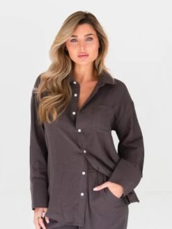 Camilla Shirt - Mocha -Blakely Clothing Store 2964Brown 02D