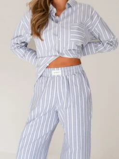 Elena Stripe Trousers - Blue -Blakely Clothing Store 2966Blue 02D