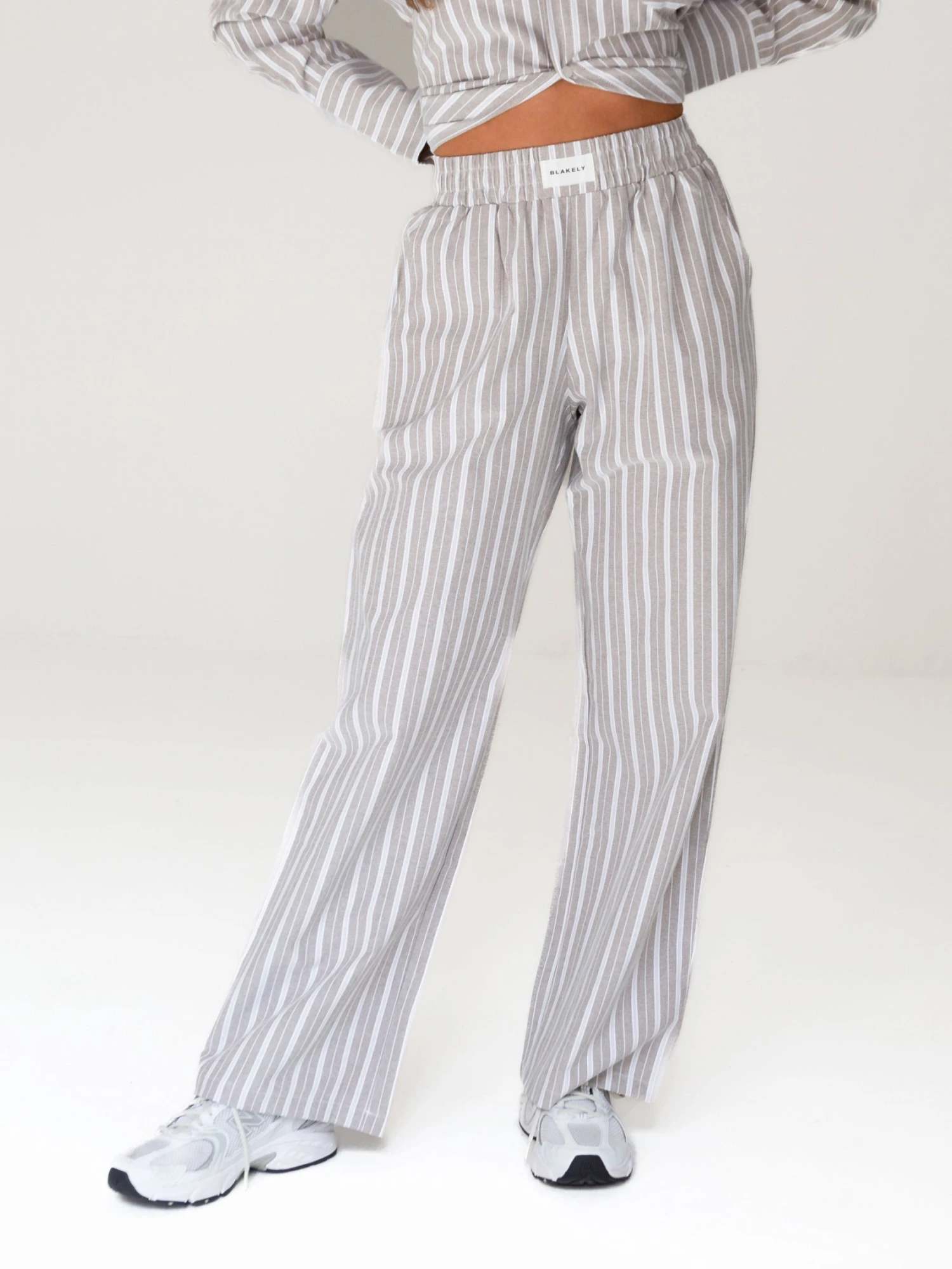 Elena Stripe Trousers - Light Brown 1 Elena Stripe Trousers - Light Brown
