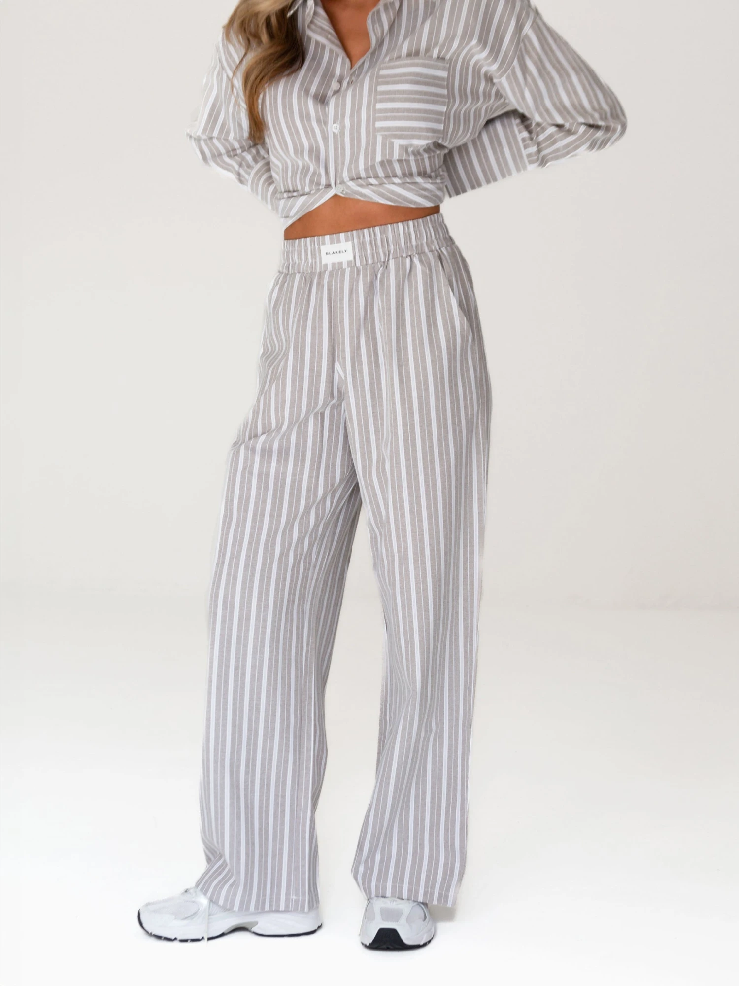 Elena Stripe Trousers - Light Brown 2 Elena Stripe Trousers - Light Brown - Image 2