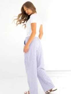 Elena Stripe Trousers - Purple 10 Elena Stripe Trousers - Purple -Blakely Clothing Store 2966PURPLED 4