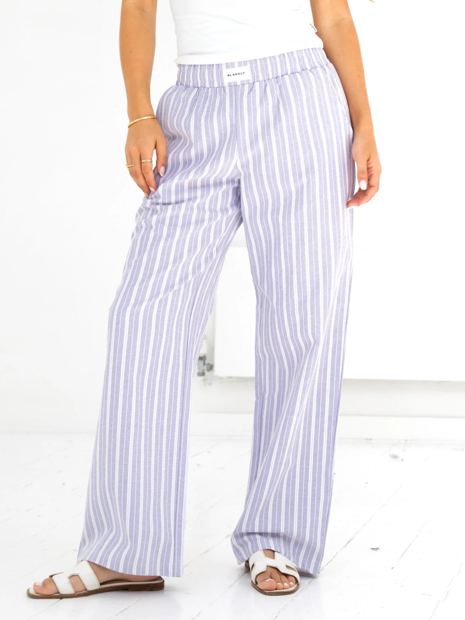 Elena Stripe Trousers - Purple 1 Elena Stripe Trousers - Purple