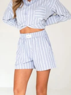 Elena Stripe Shorts - Blue 10 Elena Stripe Shorts - Blue -Blakely Clothing Store 2967BLUE 03D
