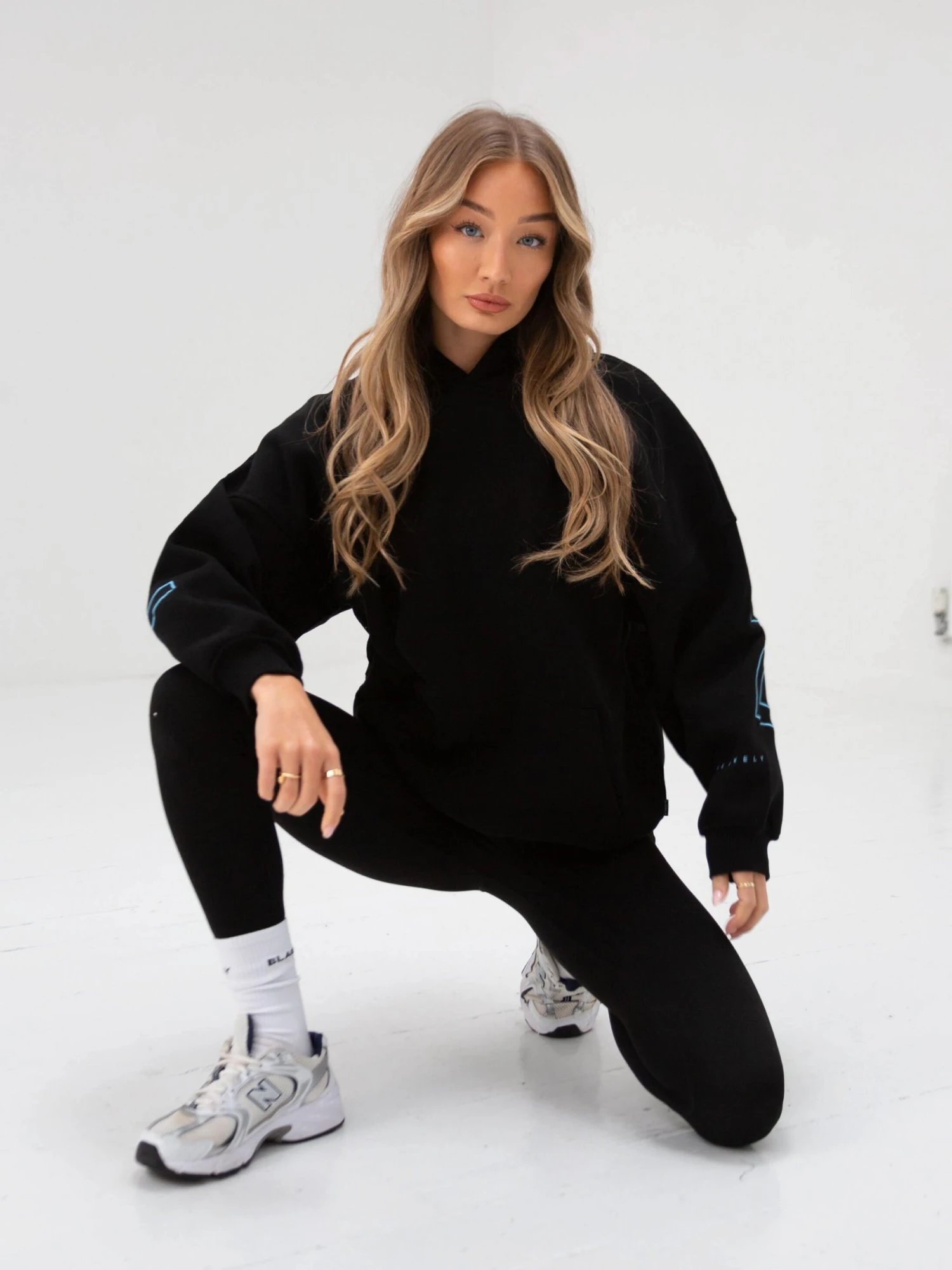 Embroidered Isabel Oversized Hoodie - Electric Blue 2 Embroidered Isabel Oversized Hoodie - Electric Blue - Image 2