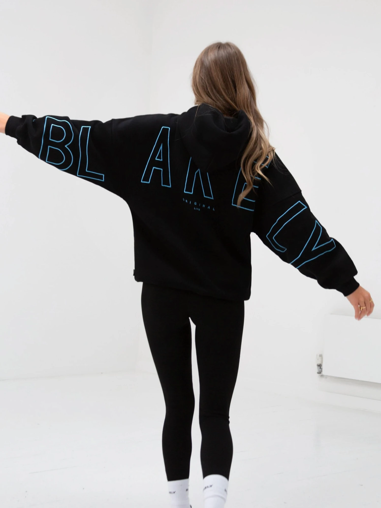 Embroidered Isabel Oversized Hoodie - Electric Blue 3 Embroidered Isabel Oversized Hoodie - Electric Blue - Image 3