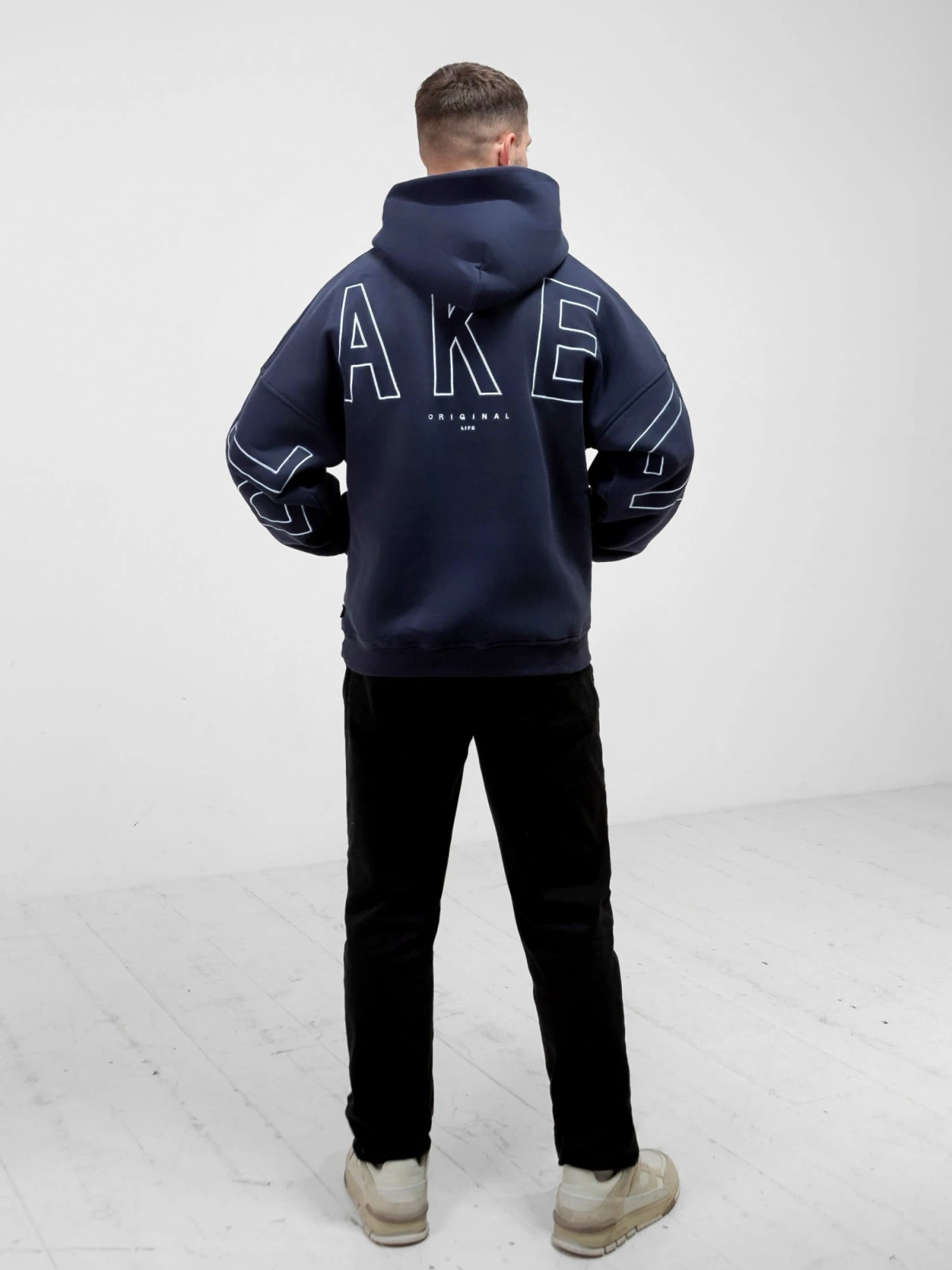 Embroidered Idris Oversized Hoodie - Blue 3 Embroidered Idris Oversized Hoodie - Blue - Image 3