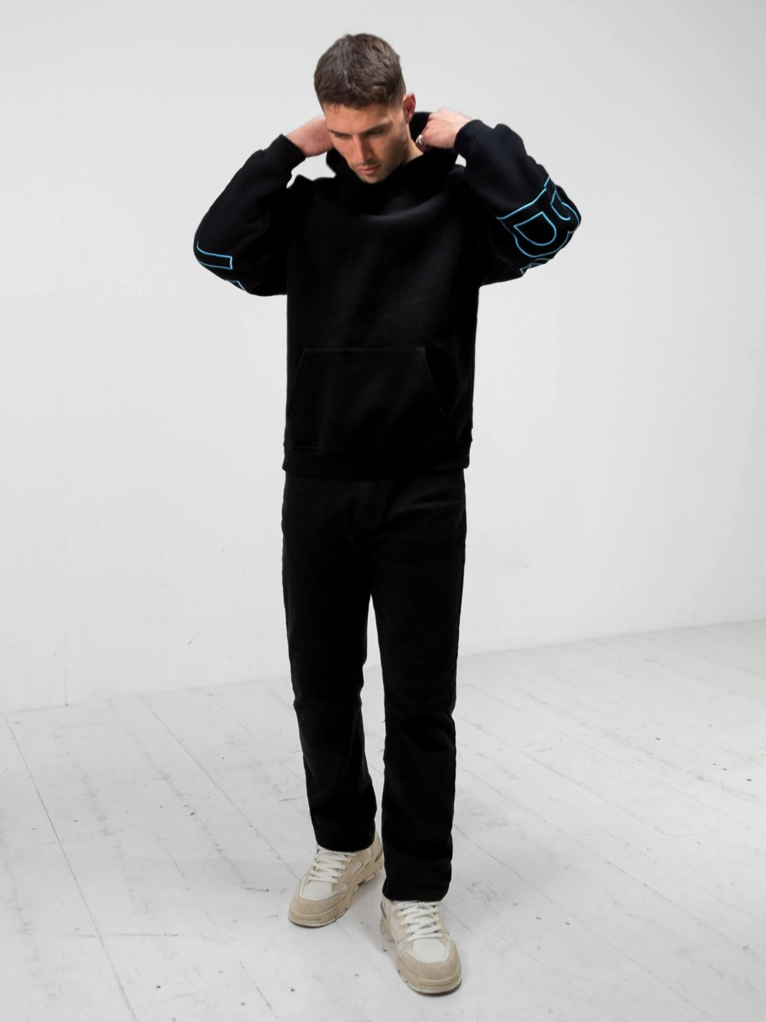 Embroidered Idris Oversized Hoodie - Electric Blue 5 Embroidered Idris Oversized Hoodie - Electric Blue - Image 5