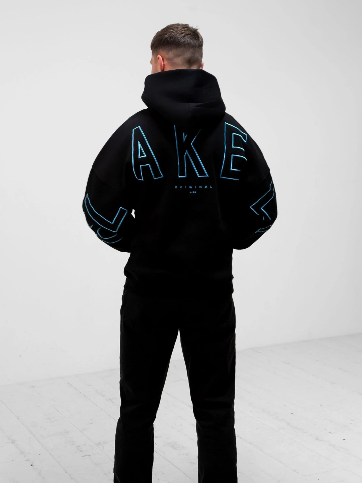 Embroidered Idris Oversized Hoodie - Electric Blue 6 Embroidered Idris Oversized Hoodie - Electric Blue - Image 6