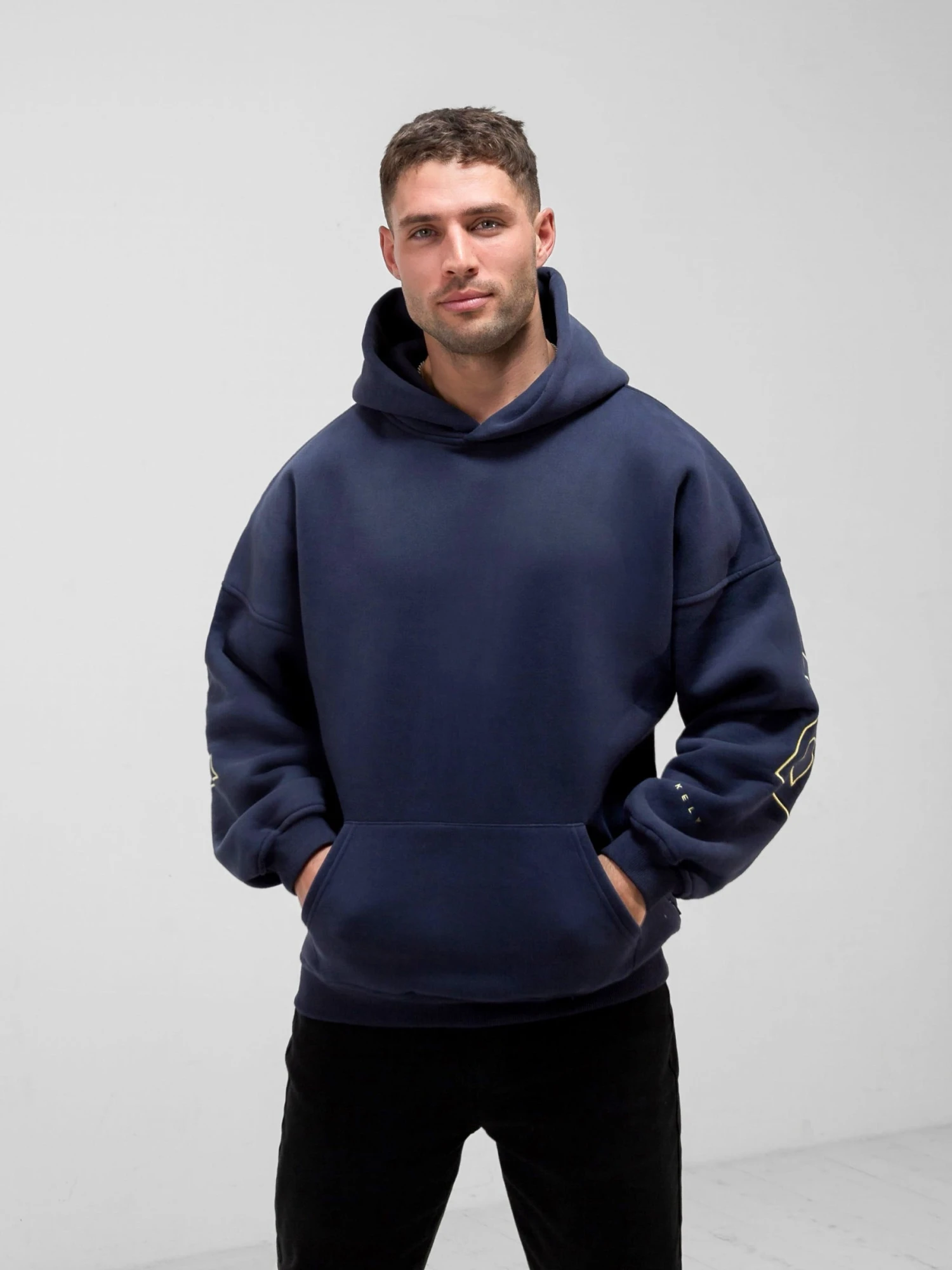 Embroidered Idris Oversized Hoodie - Yellow 2 Embroidered Idris Oversized Hoodie - Yellow - Image 2