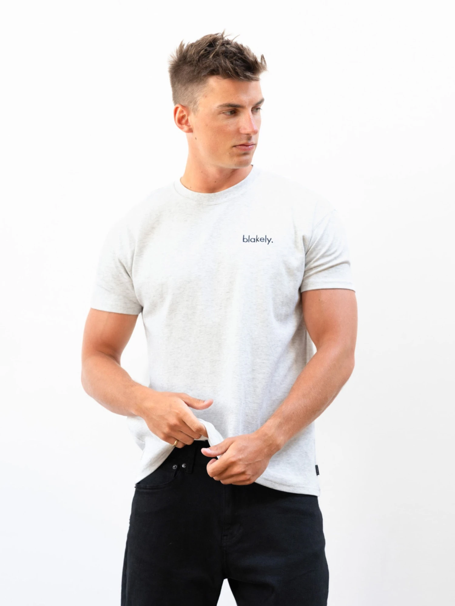 Sami Relaxed T-Shirt - Marl White 2 Sami Relaxed T-Shirt - Marl White - Image 2