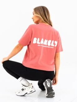 Cloud Print Oversized T-Shirt - Sunrise Coral -Blakely Clothing Store 3126 3CORAL02D