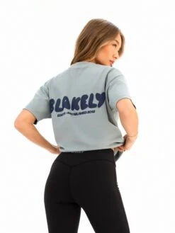 Cloud Print Oversized T-Shirt - Mineral Blue