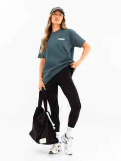 Cloud Print Oversized T-Shirt - Teal Green 11 Cloud Print Oversized T-Shirt - Teal Green -Blakely Clothing Store 3126 3TEAL01D