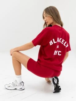 NYC Oversized T-Shirt - Cherry Red 11 NYC Oversized T-Shirt - Cherry Red -Blakely Clothing Store 3128WRED04D