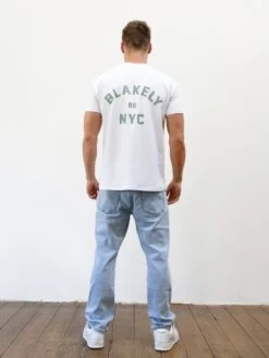 NYC Relaxed T-Shirt - White & Sage Green -Blakely Clothing Store 3140SAGE01D