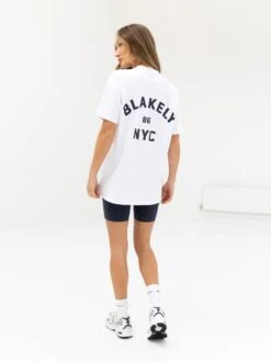 NYC Oversized T-Shirt - White & True Navy -Blakely Clothing Store 3140WNAVY01D