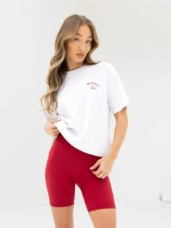 NYC Oversized T-Shirt - White & Cherry Red -Blakely Clothing Store 3140WRED04D