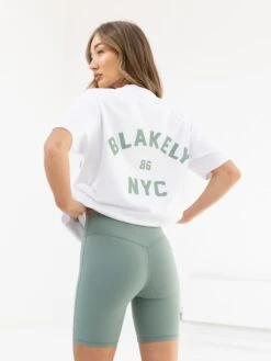 NYC Oversized T-Shirt - White & Sage Green 10 NYC Oversized T-Shirt - White & Sage Green -Blakely Clothing Store 3140WSAGE05D