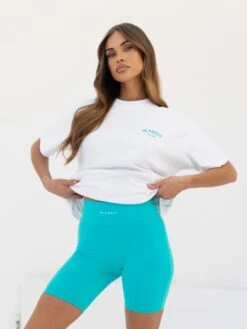 Crest Oversized T-Shirt - White & Aqua 7 Crest Oversized T-Shirt - White & Aqua -Blakely Clothing Store 3141WAQUA06D
