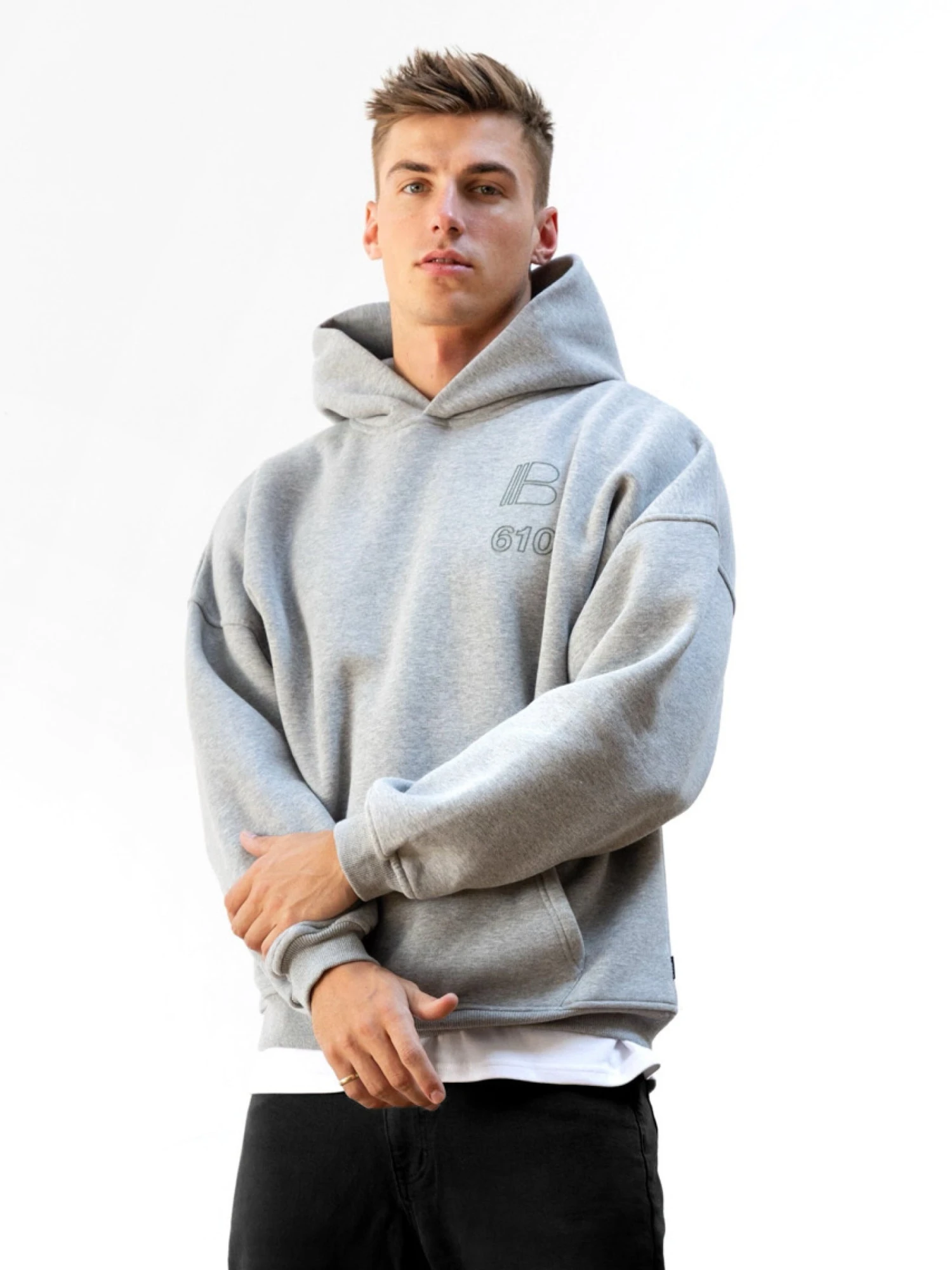 Apex City Relaxed Hoodie - Marl Grey 3 Apex City Relaxed Hoodie - Marl Grey - Image 3