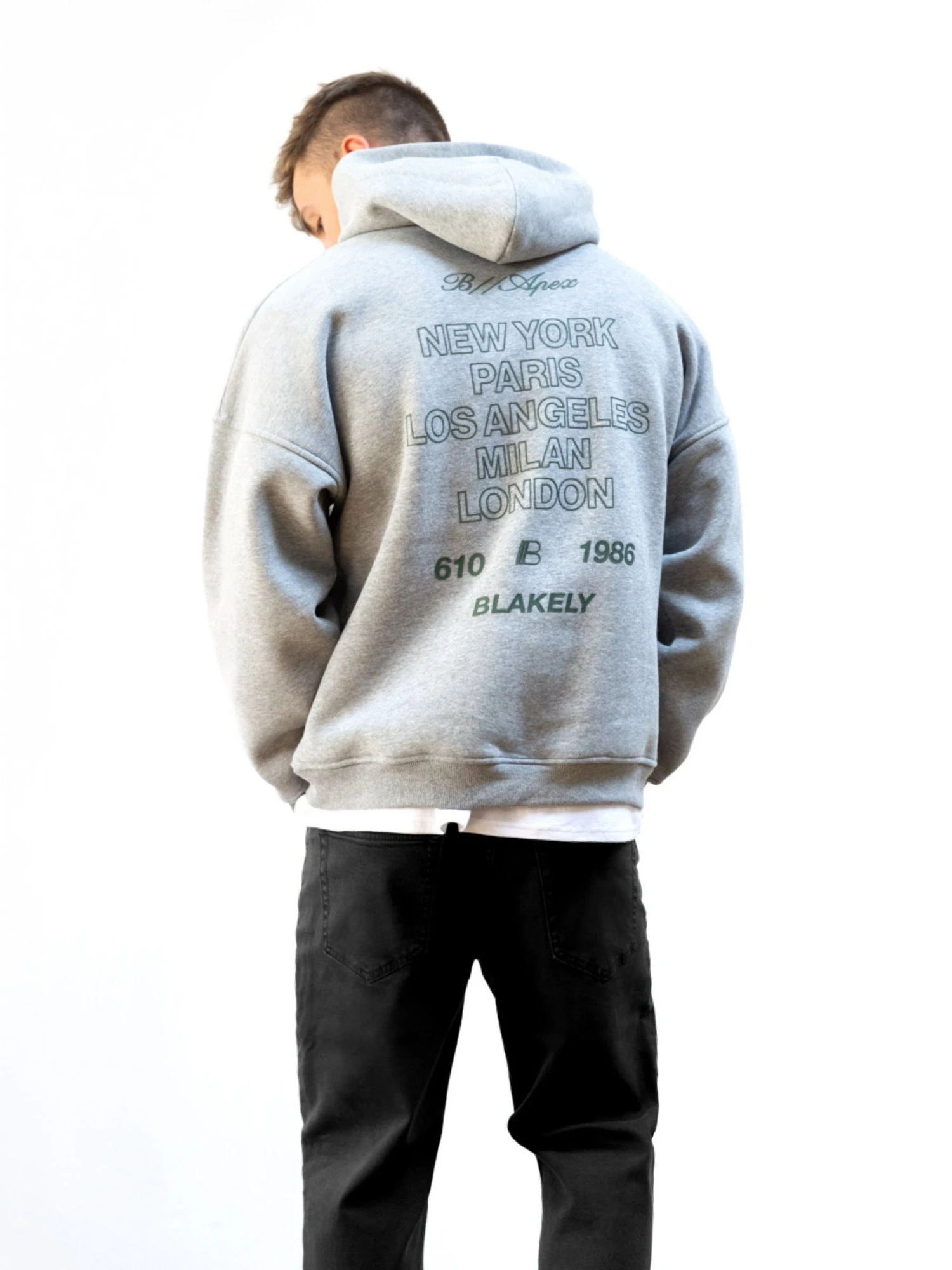 Apex City Relaxed Hoodie - Marl Grey 2 Apex City Relaxed Hoodie - Marl Grey - Image 2