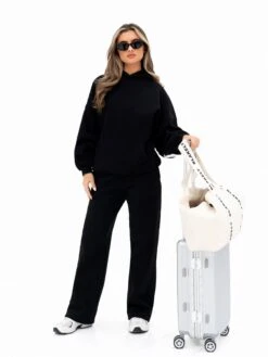 Isabel Wide Leg Sweatpants - Black -Blakely Clothing Store 3304BLACK02D