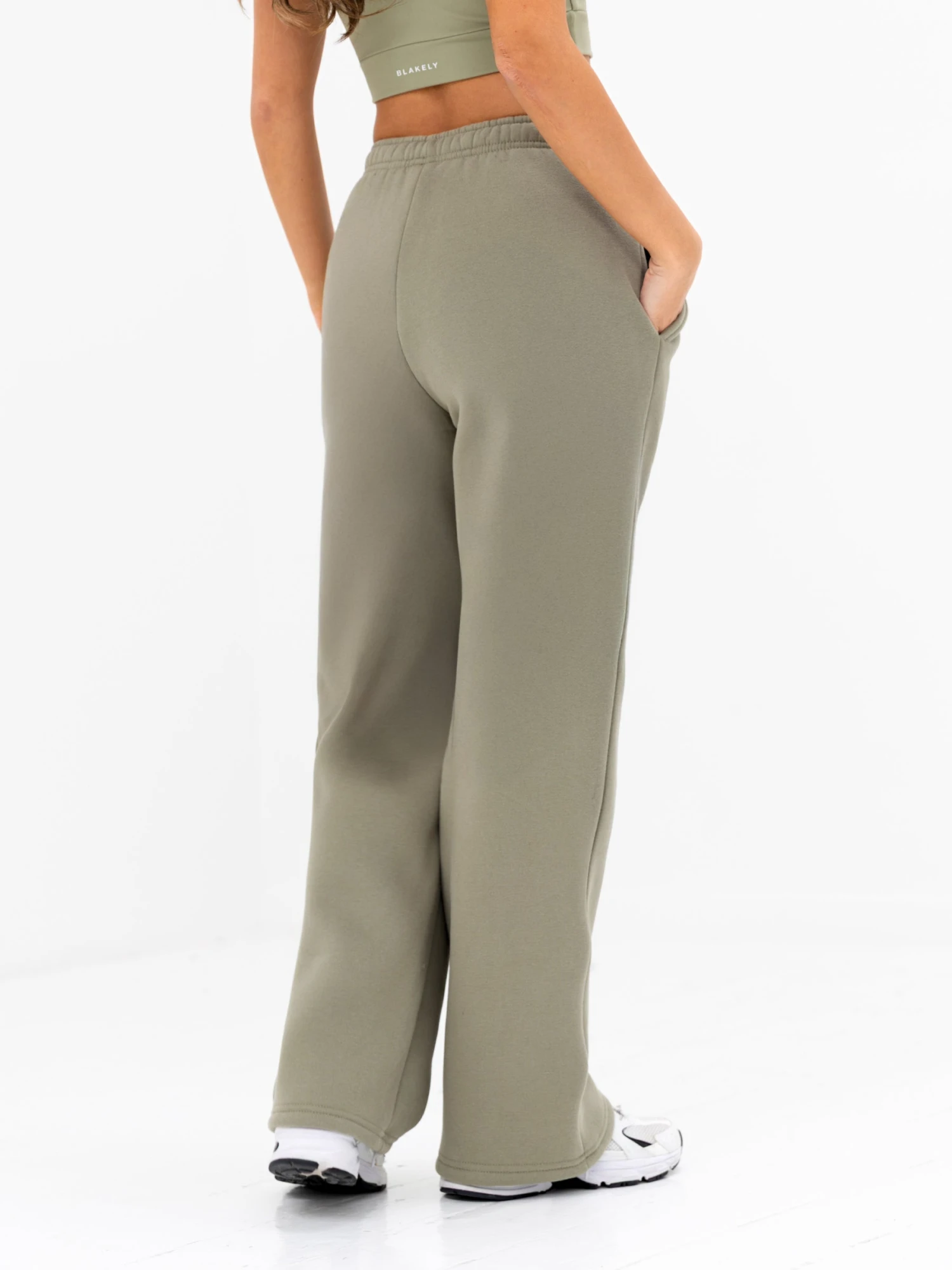 Isabel Wide Leg Sweatpants - Olive 2 Isabel Wide Leg Sweatpants - Olive - Image 2
