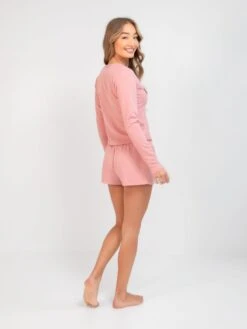Soft Waffle Cardigan - Rose Pink -Blakely Clothing Store 3307Pink 04D
