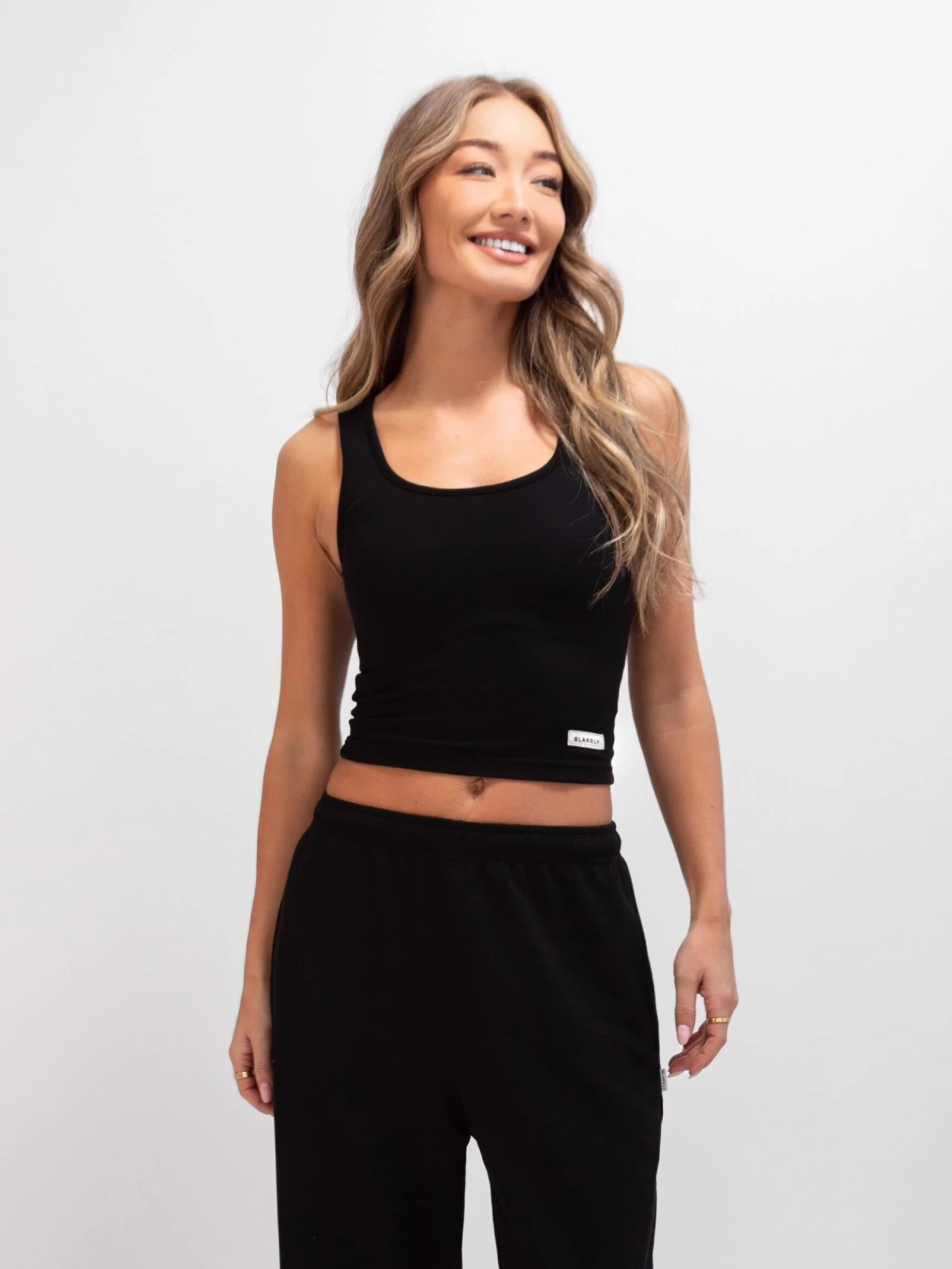 Soft Waffle Trousers - Black 6 Soft Waffle Trousers - Black - Image 6