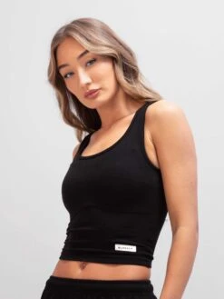 Soft Waffle Vest Top - Black 10 Soft Waffle Vest Top - Black -Blakely Clothing Store 3388Black 03D