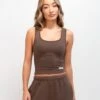 Soft Waffle Vest Top - Brown -Blakely Clothing Store 3388Brown 01LEADD