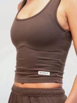 Soft Waffle Vest Top - Brown -Blakely Clothing Store 3388Brown 06D