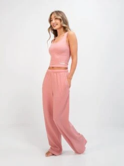 Soft Waffle Vest Top - Rose Pink -Blakely Clothing Store 3388Pink 04D