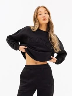 Tonal Varsity Oversized Jumper - Black