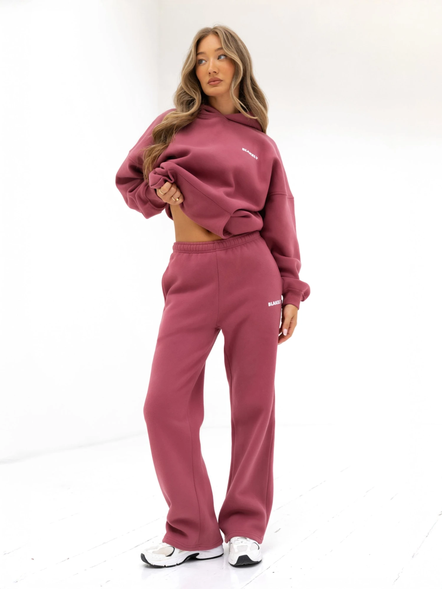 Amelie Wide Leg Sweatpants - Dark Pink 3 Amelie Wide Leg Sweatpants - Dark Pink - Image 3