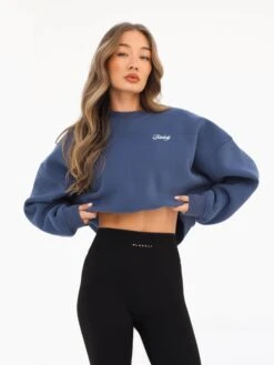 Off Duty Cropped Jumper - Steel Blue -Blakely Clothing Store 3580BLUE02D