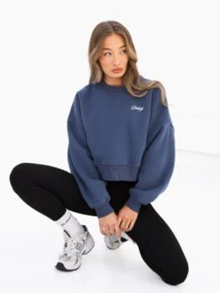 Off Duty Cropped Jumper - Steel Blue -Blakely Clothing Store 3580BLUE03D