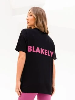 Amelie Ultra Oversized T-Shirt - Black & Pink 11 Amelie Ultra Oversized T-Shirt - Black & Pink -Blakely Clothing Store 3619WBLACK01D