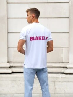 Blakely Arlo Relaxed T-Shirt - White & Pink -Blakely Clothing Store 3619WHITE02D