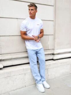 Blakely Arlo Relaxed T-Shirt - White & Pink -Blakely Clothing Store 3619WHITE03D