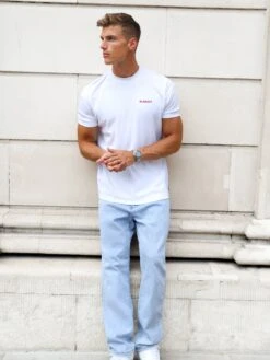 Blakely Arlo Relaxed T-Shirt - White & Pink -Blakely Clothing Store 3619WHITE05D