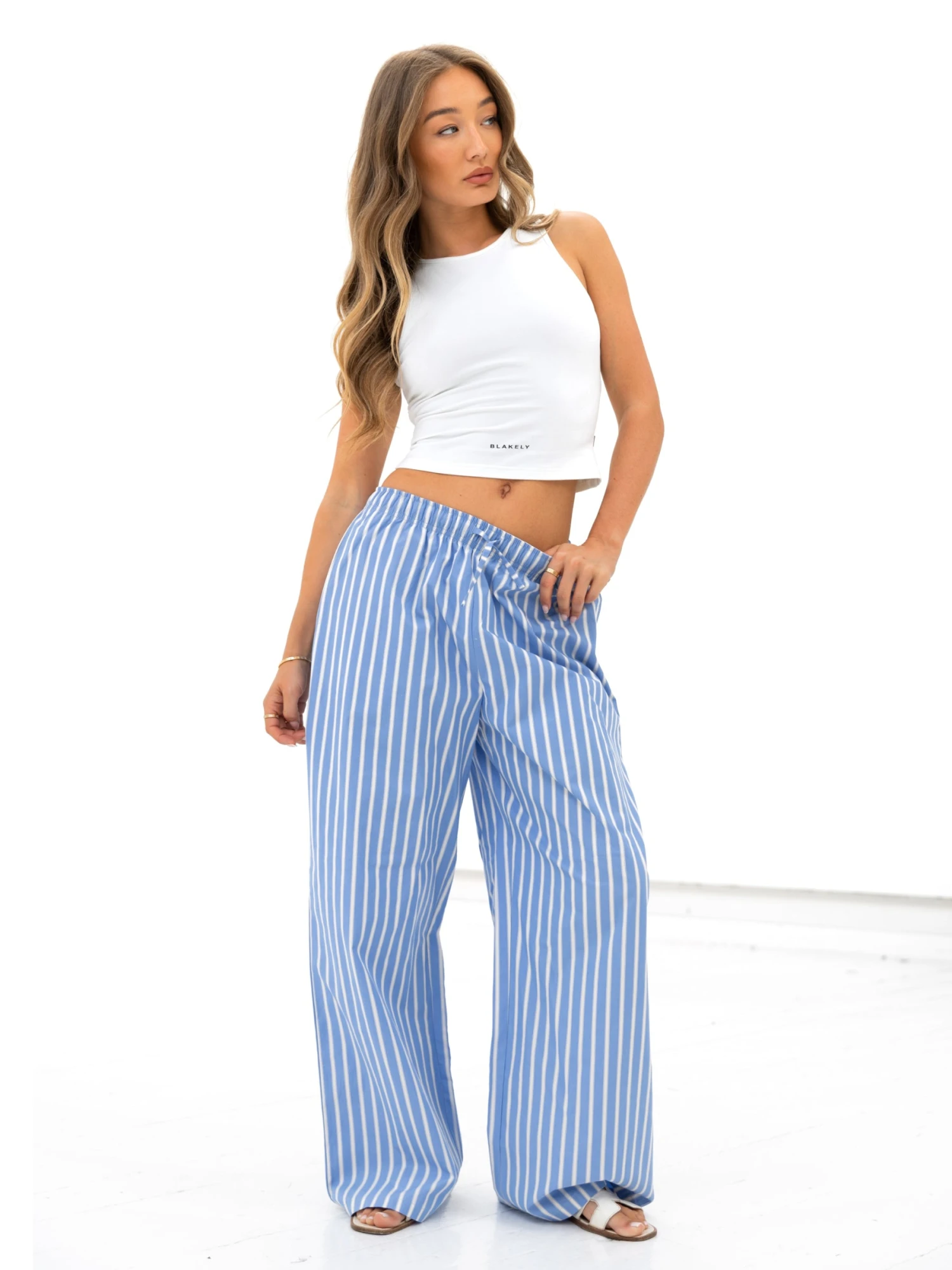 Kiara Stripe Trousers - Blue 4 Kiara Stripe Trousers - Blue - Image 4