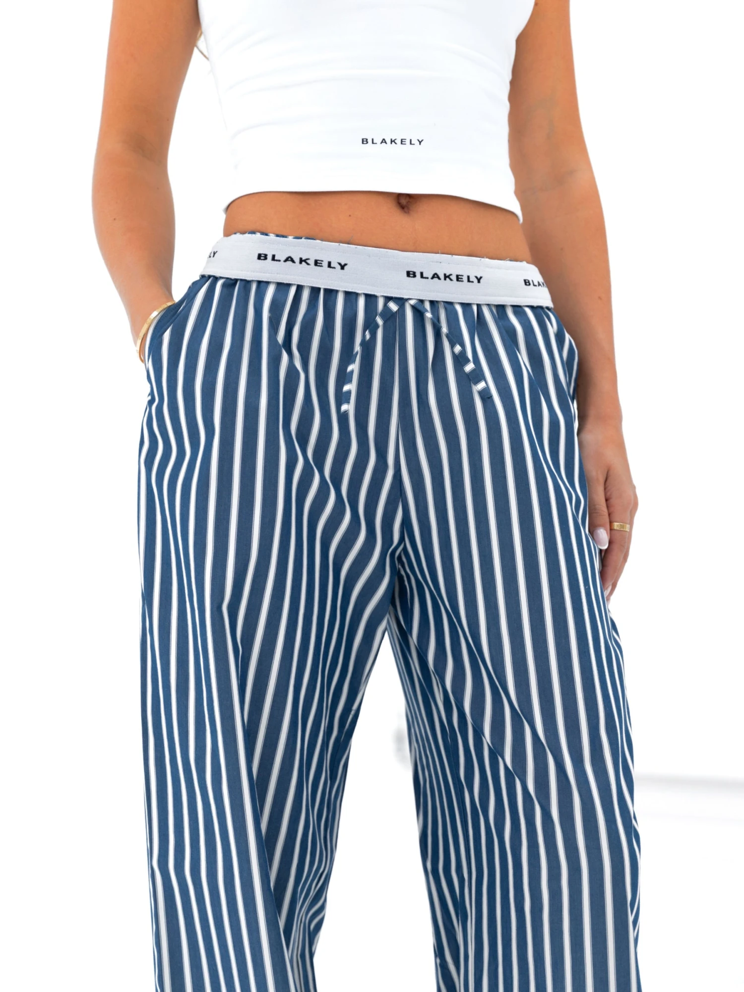 Kiara Stripe Trousers - Navy 5 Kiara Stripe Trousers - Navy - Image 5