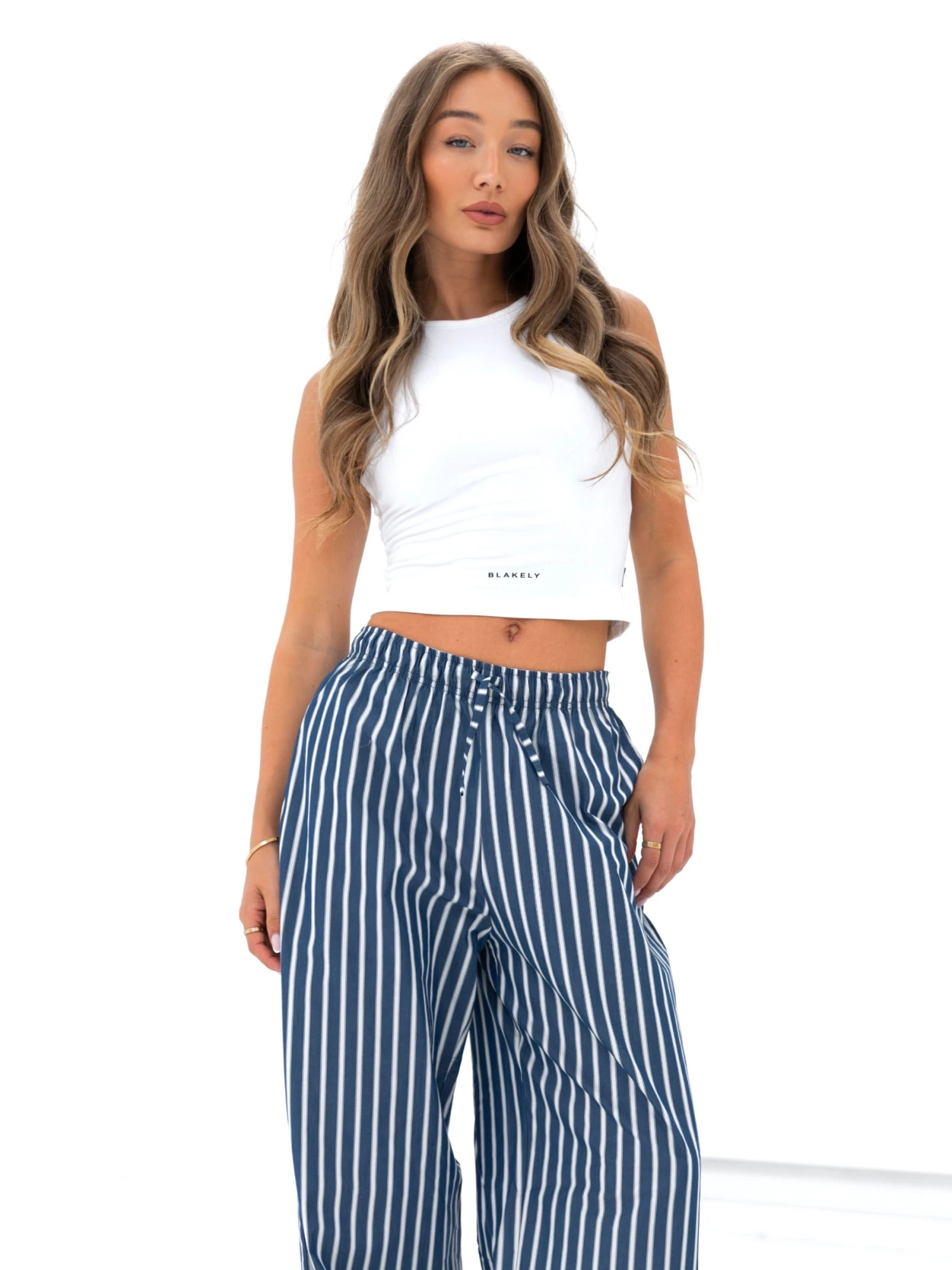 Kiara Stripe Trousers - Navy 6 Kiara Stripe Trousers - Navy - Image 6