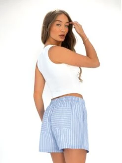 Elodie Stripe Shorts - Blue 11 Elodie Stripe Shorts - Blue -Blakely Clothing Store 3641BLUE05D