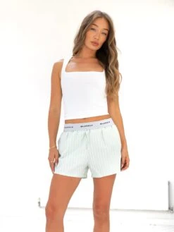 Elodie Stripe Shorts - Green 11 Elodie Stripe Shorts - Green -Blakely Clothing Store 3641GREEN02D