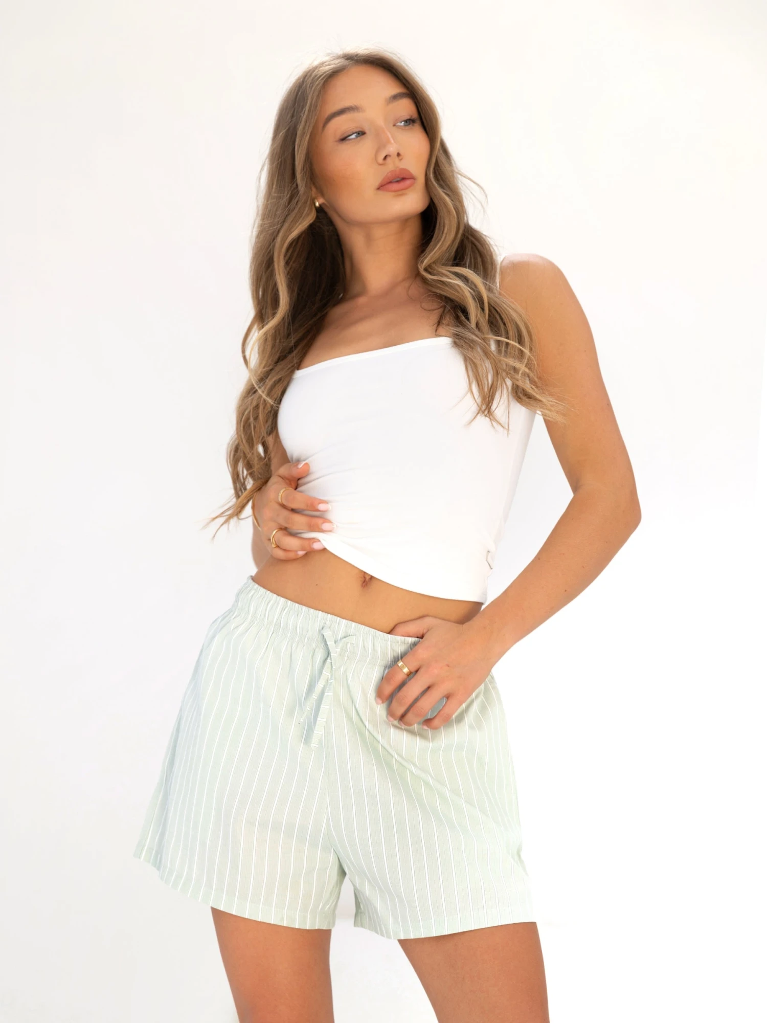 Elodie Stripe Shorts - Green 5 Elodie Stripe Shorts - Green - Image 5