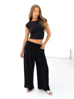 Mila Wide Leg Trousers - Black -Blakely Clothing Store 3644BLACK05D