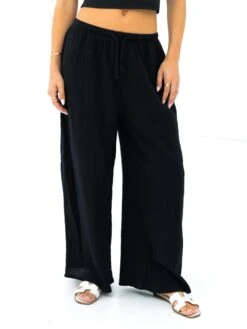 Mila Wide Leg Trousers - Black